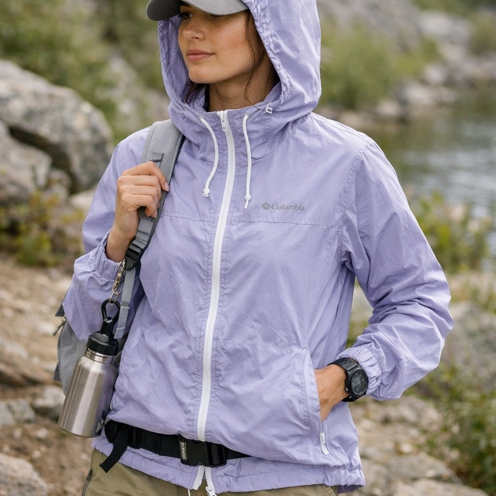 Columbia Lavender Lightweight Windbreaker Jacket Size Large